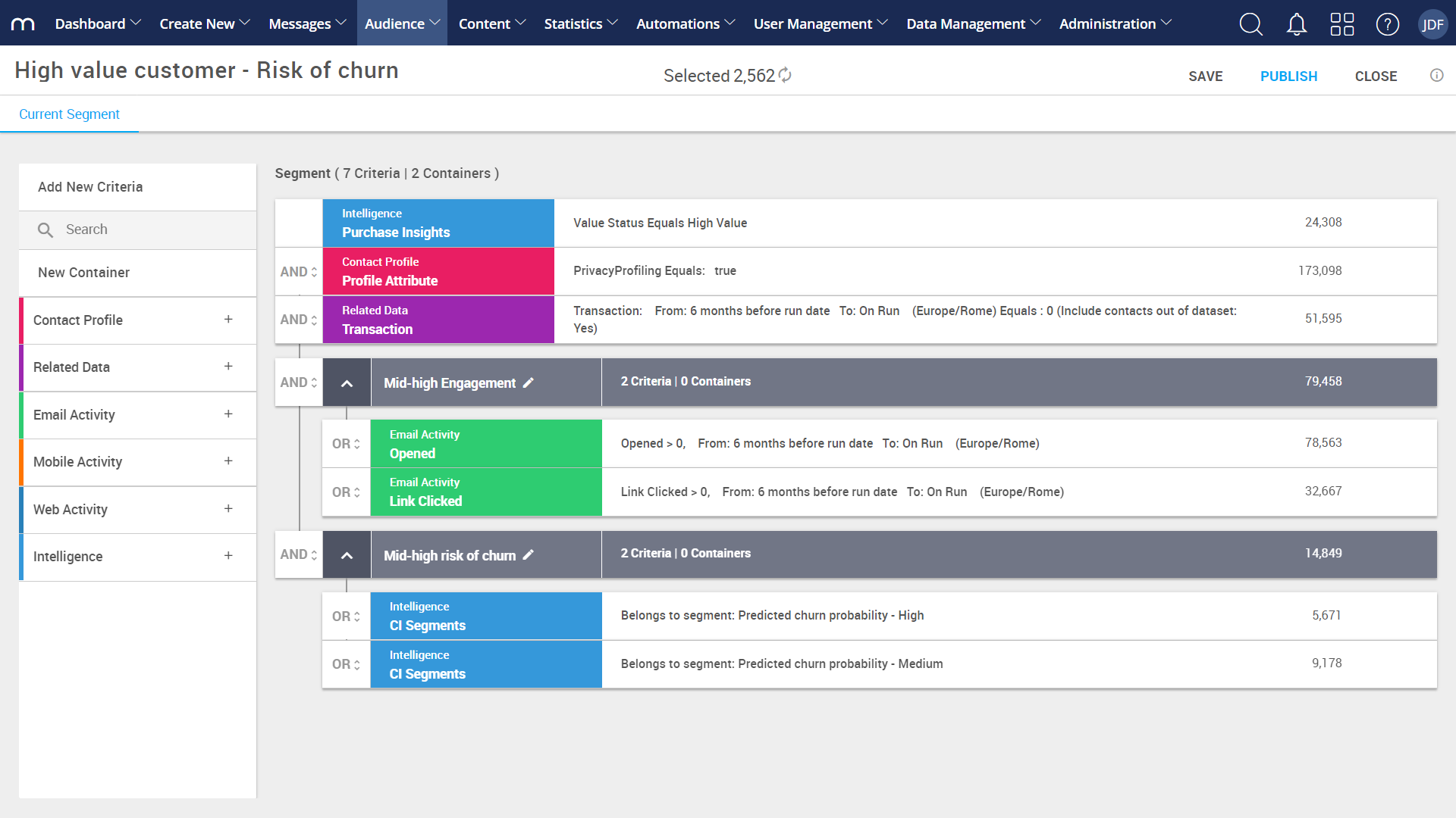 screenshot of Mapp Marketing Cloud